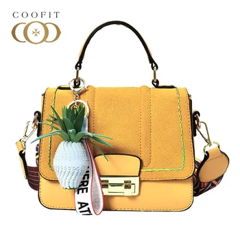

Coofit Pineapple Ornament Top Handle Bag Womens Ultraportable Handbag Crossbody Messenger Bags Scrub Leather Cute Bag For Girls