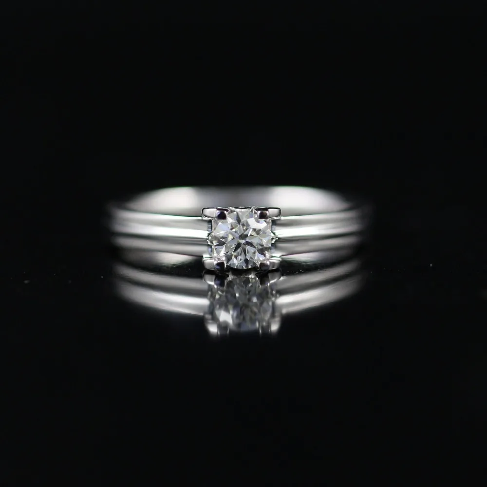 

LASAMERO 0.304CT IJ/VS Round Cut Modern Love Natural Diamond Ring For Women 18k White Gold Certified Engagement Wedding Ring