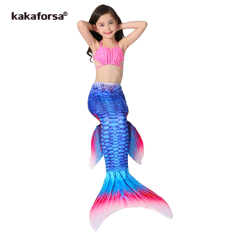 Kakaforsa Nové 3PCS Dívčí dívky Mermaid Tail Bikini Set Roztomilý plavecký oblek Krásné princezny Děti Baby Mermaid Plavky Plavky