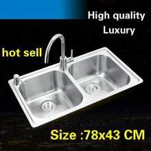 Роскошная стандартная кухонная раковина с двойным канавком, пищевая 304 нержавеющая сталь, полная распродажа, 78x45 см