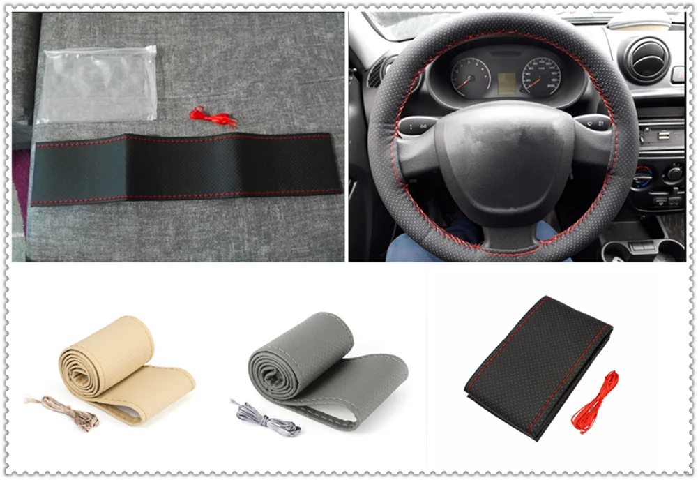 Universal car parts hand sewing steering wheel cover 36 38 40CM for Renault Latitude Laguna Frendzy DeZir Safrane ZE