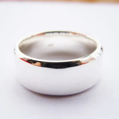 Wellmade 8mm Flat Sterling Silver Plain Wedding Band Ring Wellmade 8mm Flat Sterling Silver Plain Wedding Band Ring
