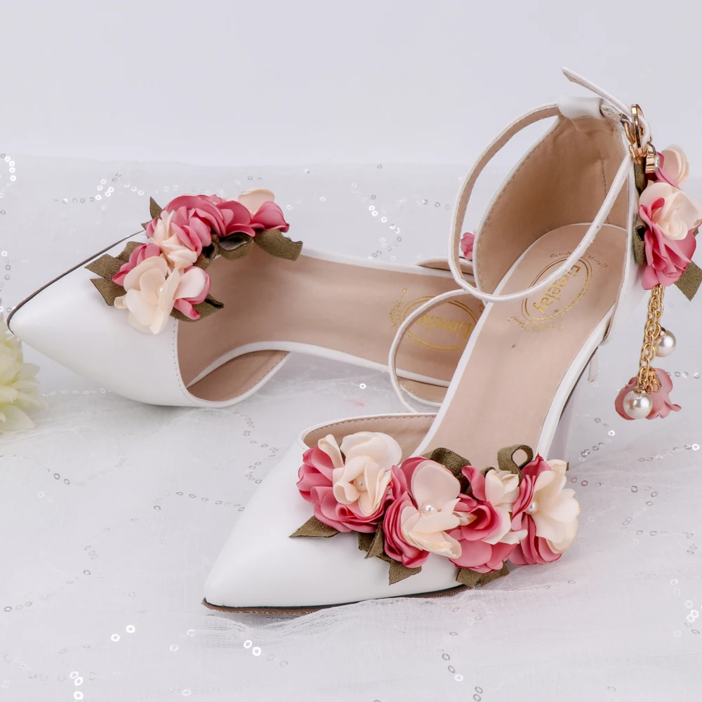 Обувь для невесты; свадебные босоножки с цветами; женские вечерние туфли с розовыми цветами для свиданий и вечеринок; особый дизайн; Каблук 5 см, 9 см