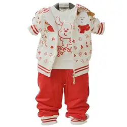Рождественский наряд для первого дня рождения, комплект для маленьких мальчиков и девочек, Изысканная одежда хлопковый костюм из 3