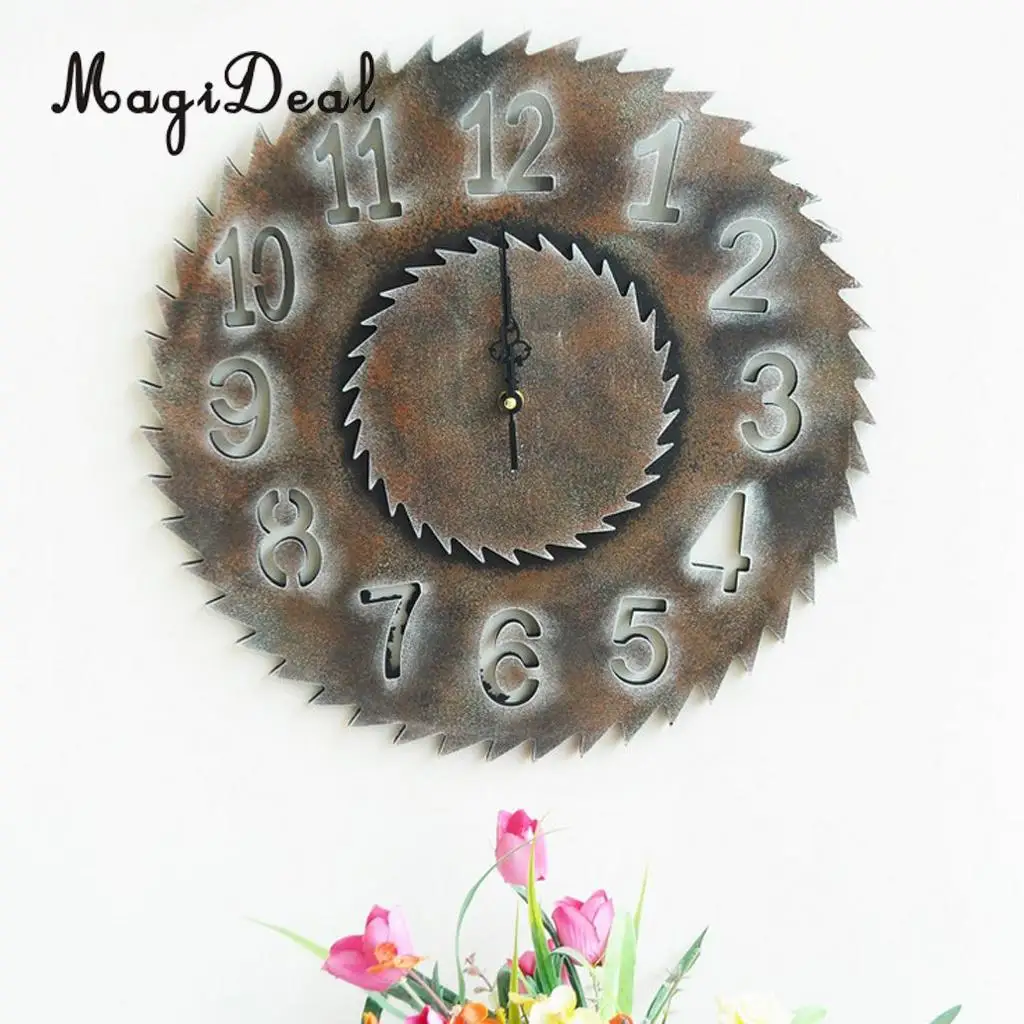 Industrial European Vintage 3D Rustic Decorative Gear Wooden Vintage Wall Clock
