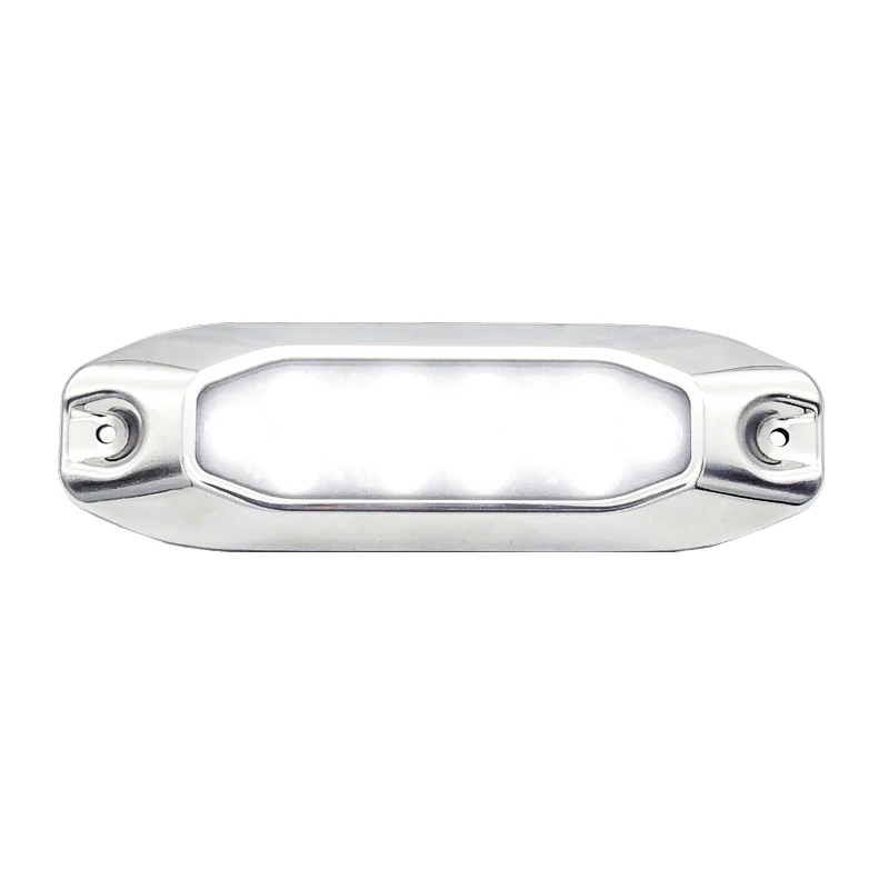 WHITE LED Value Pack 4x, высокая мощность, 7 дюймов, ультра тонкий, синий, белый, зеленый, светодиодный, морской док, для рыбалки, транца, подводные огни для лодки, яхты, 316 г SS - Испускаемый цвет: WHITE LED