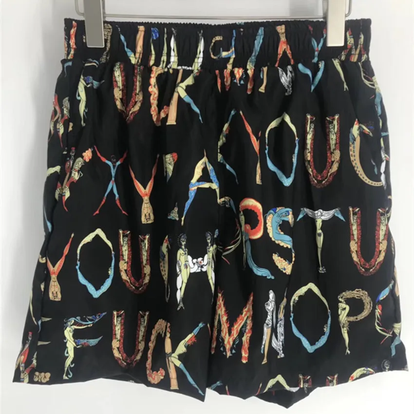 

18ss Alphabet Silk Shorts Kanye West High Quality Shorts