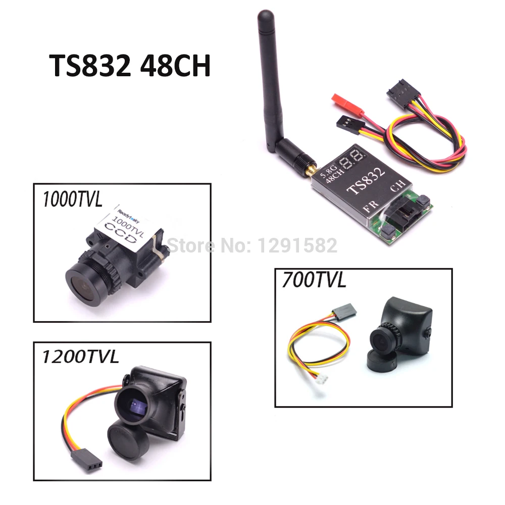 

TS832 5.8G 600mW 48CH 48 Channels Wireless Transmitter & 700TVL / 1000TVL / 1200TVL camera for Mini Robocat 270 Drone Quadcopter