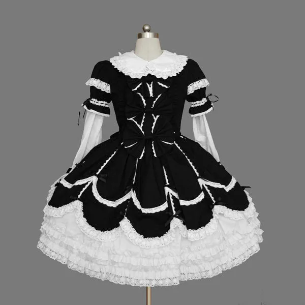Готическое Королевское милое платье лолиты винтажное кружевное бальное платье с бантом и воротником Питер Пэн платье в викторианском стиле