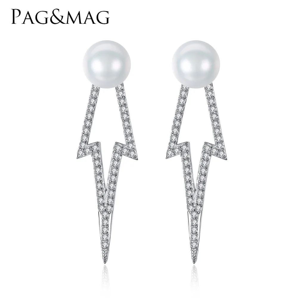 

PAG&MAG Brand 7-7.5mm Natural Pearl Silver Women Star Earrings 925 Silver Jewelry AAAAA Freshwater Half Earrings Gift Box Free