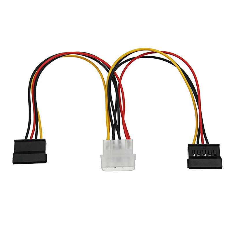 2pc Computer Power Cable Connector 4Pin IDE Male to 2 port IDE Female Y