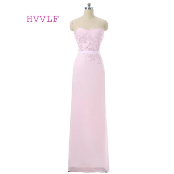 

Pink Evening Dresses 2019 Sheath Sweetheart Chiffon Lace Sequins Backless Women Long Evening Gown Prom Dresses Robe De Soiree