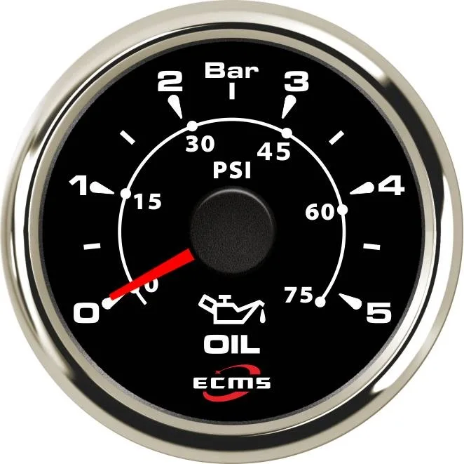 New Design Marine Boat Yacht Automotive Pressure Gauge 0-5 Bar 9-32V 52mm 2 Inch 316L Chrome Bezel Black Dial 802-00029 52mm three display air pressure gauge psi air suspension red