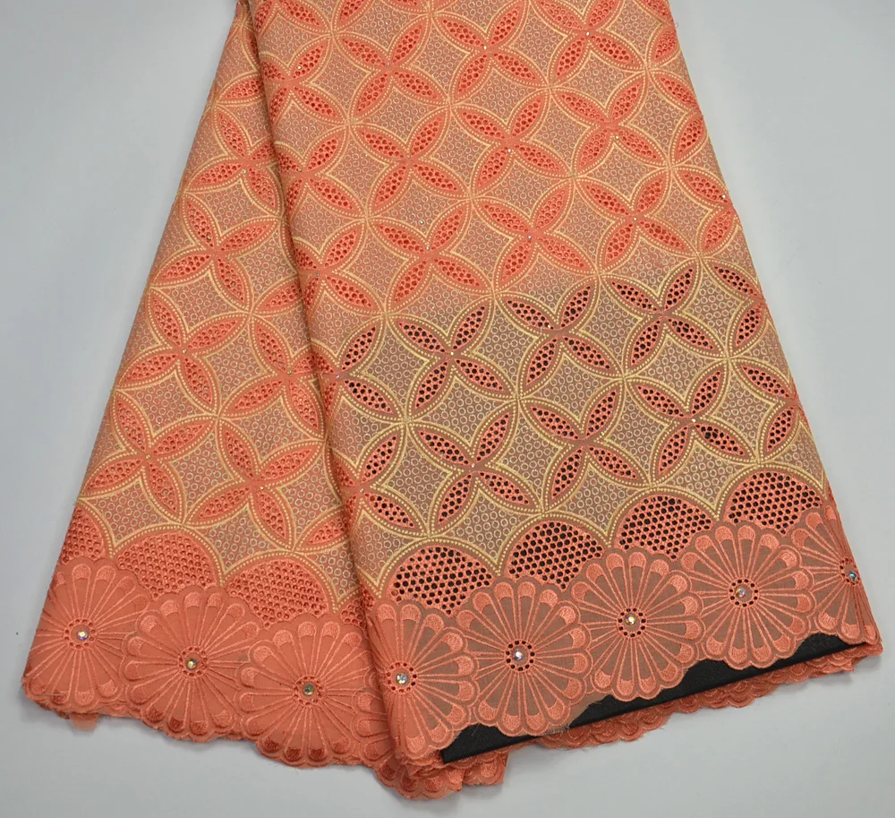 high quality Latest Swiss Design Excellent Swiss Voile fabrics For Tradtional wedding Peach