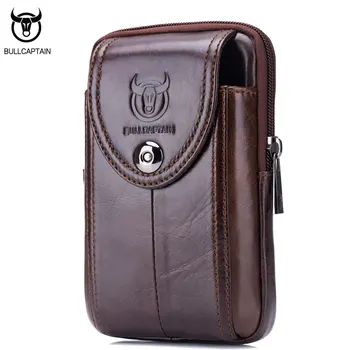 

BULLCAPTAIN 2018 MEN'S leather BELT WAIST bag military Fanny PACK molle small money phone WAIST PACK bum pouch PURSE