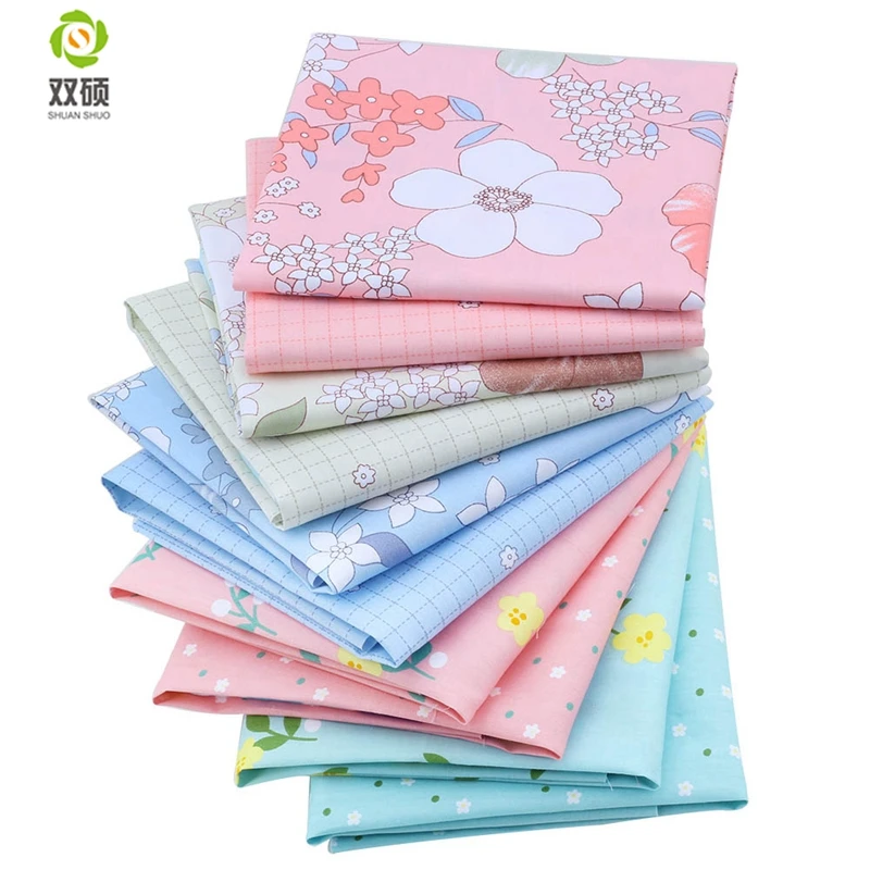 

Shuanshuo 10pcs/lot,Floral Series,Printed Twill Cotton Fabric,Patchwork Cloth,DIY Sewing Quilting Material For Baby&Children