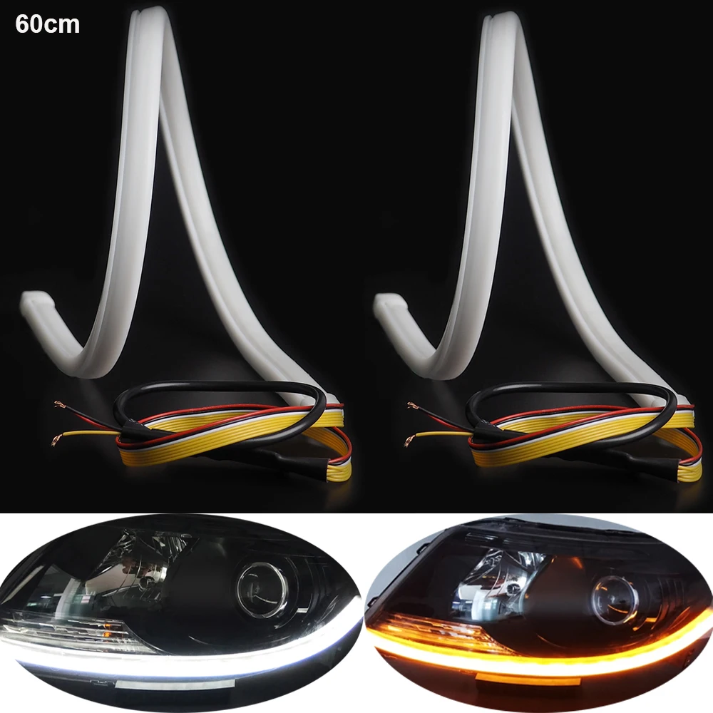 60cm LED DRL Turn Signals Lamp For BMW Sequential Flexible DRL LED