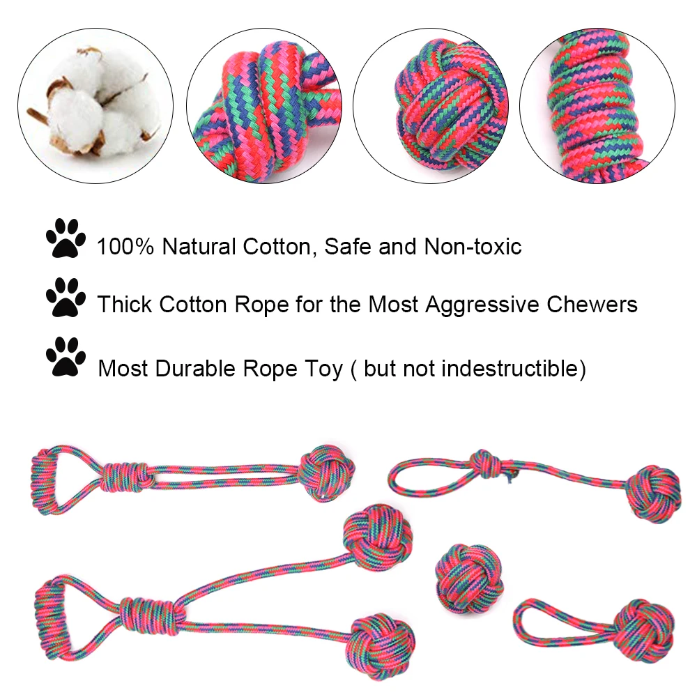 5 Packs Interactive Toys Dogs Chew Cotton Toy (3)