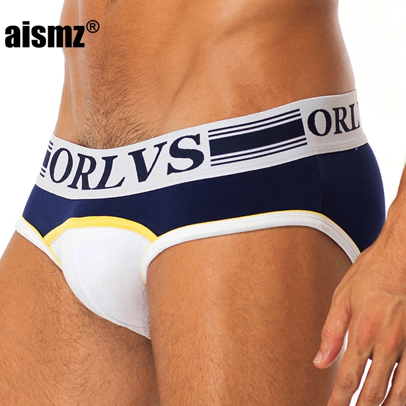 Aismz мужские сексуальные трусы брифы для геев Ropa Interior Hombre Хлопок мешочек Мужское