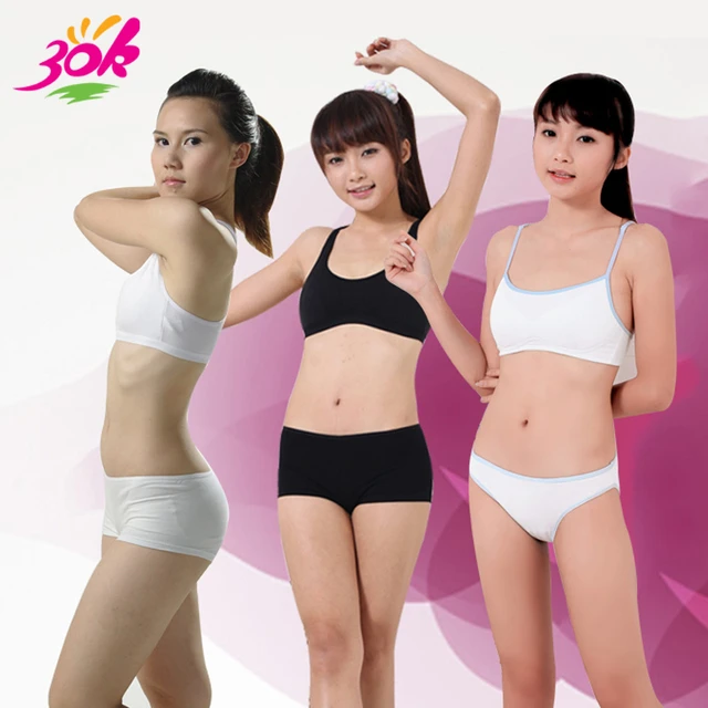 3ok young girl bra 100% cotton underwear student bra wireless vest design  sports underwear - AliExpress