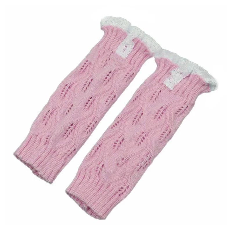 Модные вязаные крючком гетры для девочек с кружевной отделкой в виде листьев; носки с манжетами; NSV775