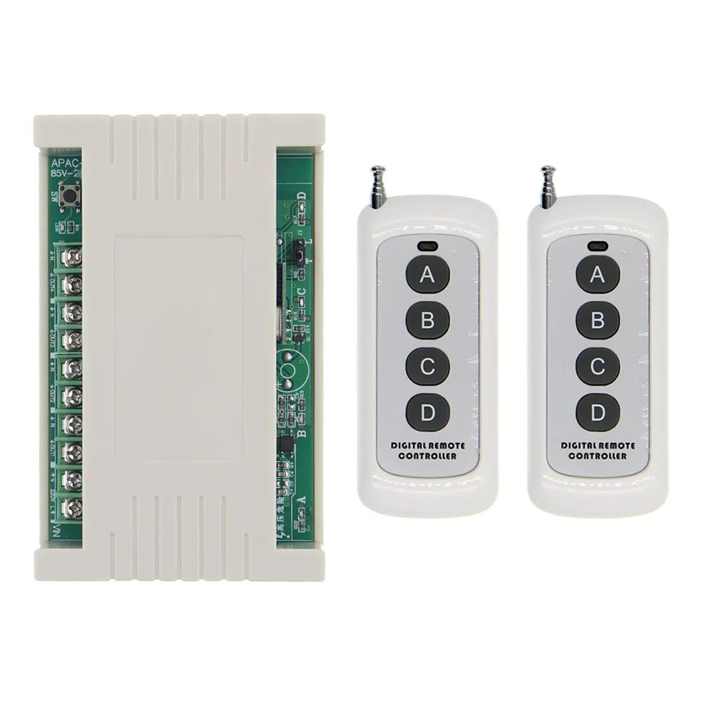

500m AC 110V 220V 85-265V 4 CH Channel 4CH RF Wireless Remote Control Light Window Door Switch System Receiver + Transmitter