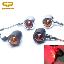 1Pair Motorcycle Light Signal font b Lamp b font 12V Chrome Vintage Old School Blinker Moto
