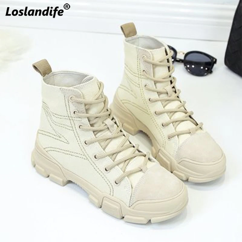 

Women's winter boots 2019 autumn new canvas Martin boots female mid-top flats shoes women military students wild ankle boots