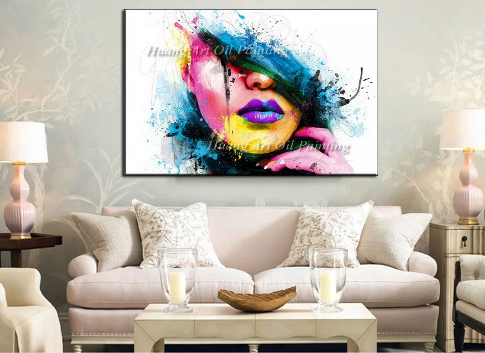 Wall Art Large Painting Canvas Face Picture Abstract -8440