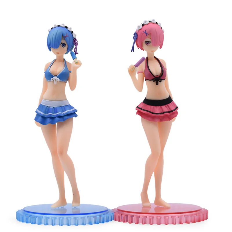 2 Styles Water Ver Anime Re : Life In A Different World From Zero Ram Rem PVC Action Figure Doll Collectible Model Toy 