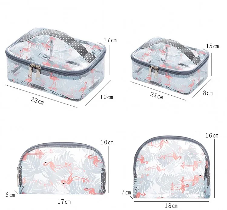 Фламинго косметичка Neceser дорожный Органайзер водонепроницаемый ПВХ Прозрачный чехол для макияжа набор туалетных принадлежностей макияж гигиенический душ сумка