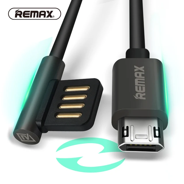 REMAX Dual Sided-Micro USB кабель для передачи данных Портативный 90 градусов штекер зарядное устройство кабели Прочный usb зарядка для samsung/xiaomi/Android