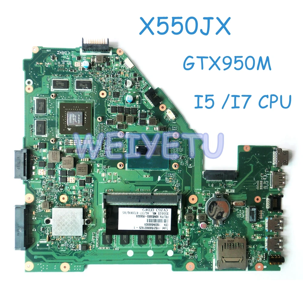  X550JX With 4GB RAM I7-4720 CPU Motherboard with GTX950M Graphics For ASUS X550J X550JK FX50J A550J