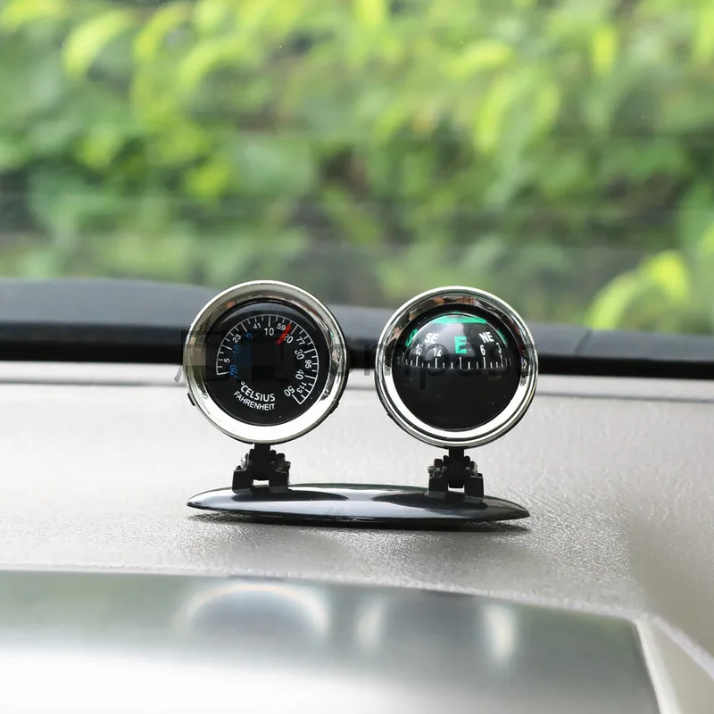 

1pc 2 In 1 Guide Ball Car Compass Thermometer Car-styling Car Ornaments Direction Dashboard Ball Auto Accessories