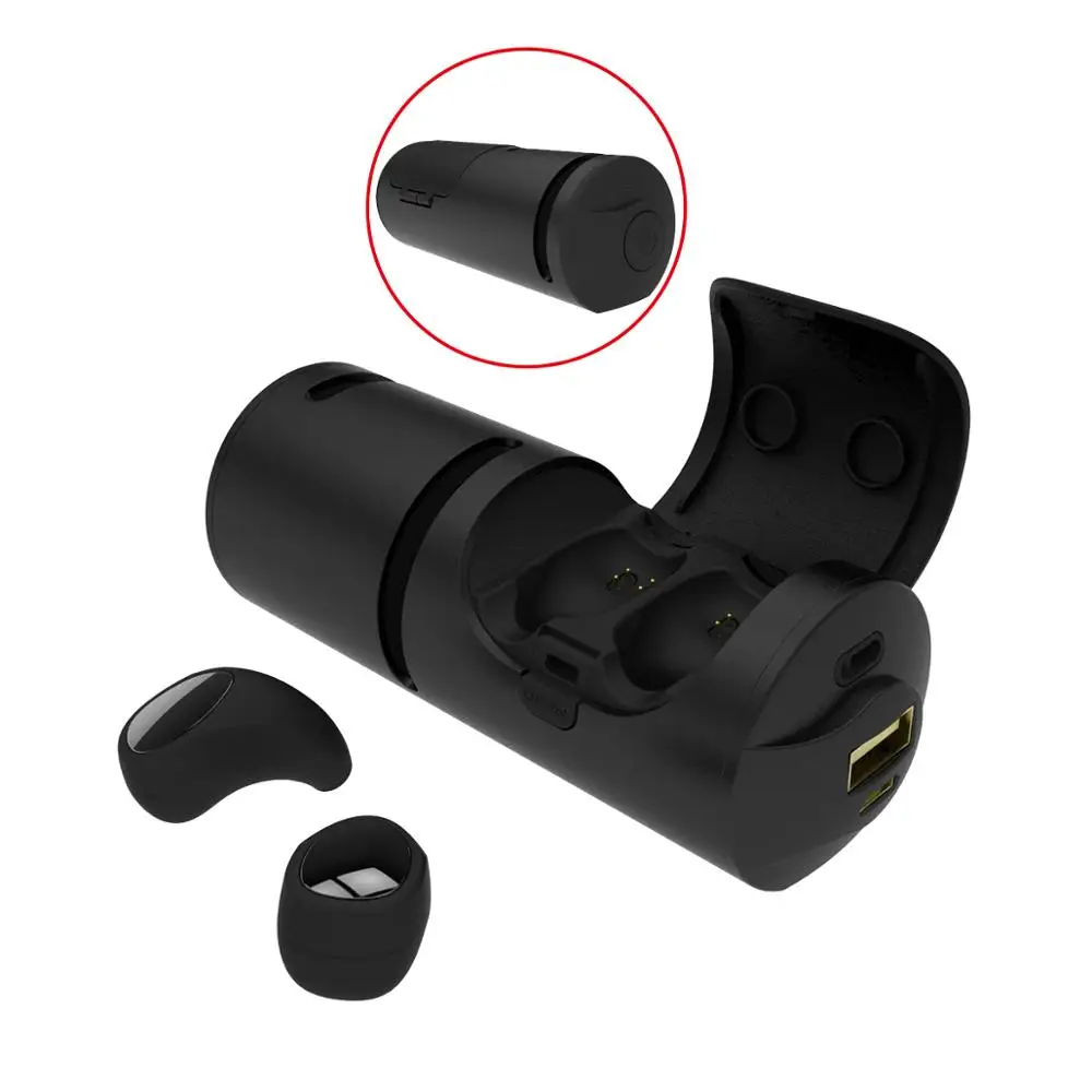 

Wireless Bluetooth 5.0 earphone with 1200mAh pocket charging bin power bank bluetooth speaker Cordless in-ear earbuds headset