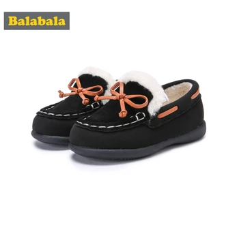 

Balabala Suede Faux-Fur Lined Moccasins for Toddlers Kids Toddler Boys Girls Soft Moccasin Slippers with Leather Bow-tie Slip On
