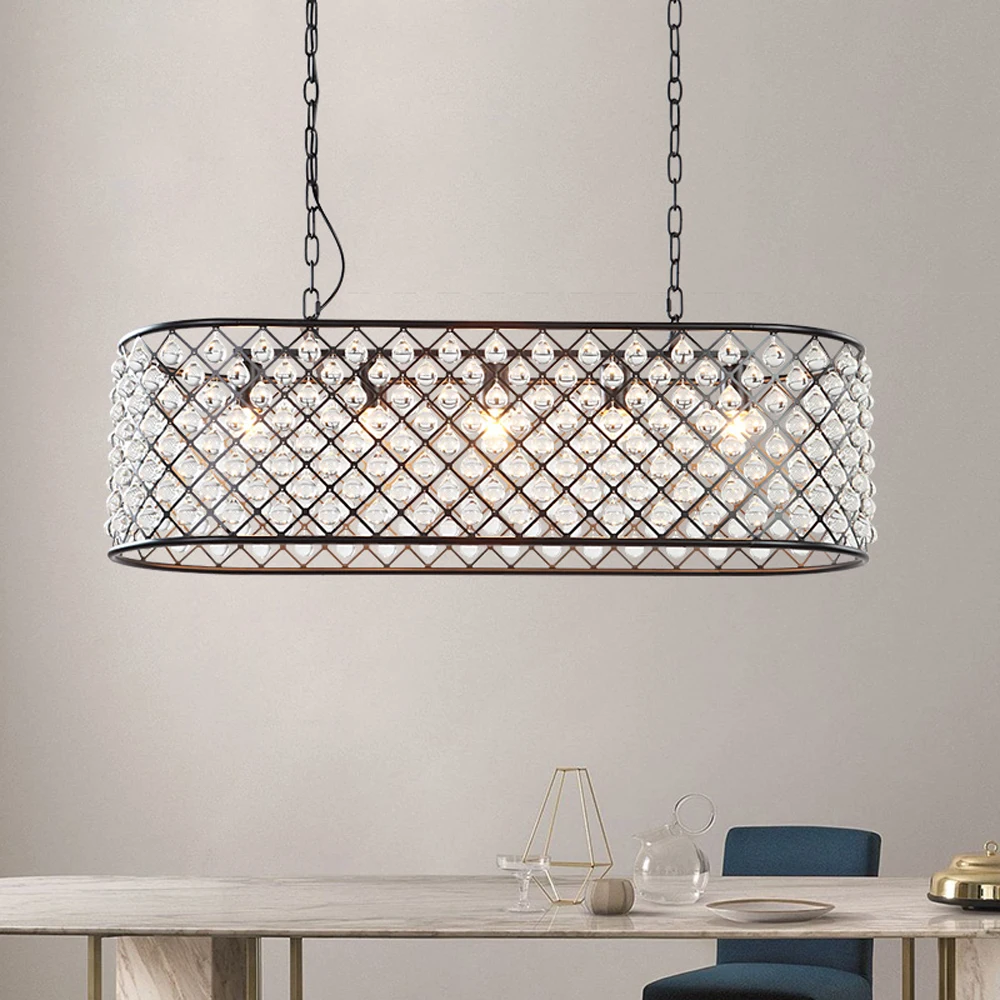 RH Crystal Pendant Lights Retro Industrial Restaurant Bar Pendant Lamps