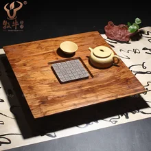 Genuine bamboo heavy bamboo tea tray bucket high low end gift tea custom purple tea set