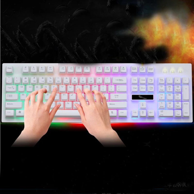 

Office home wired USB PC ergonomics gaming game player laptop mechanical feel backlit keyboard