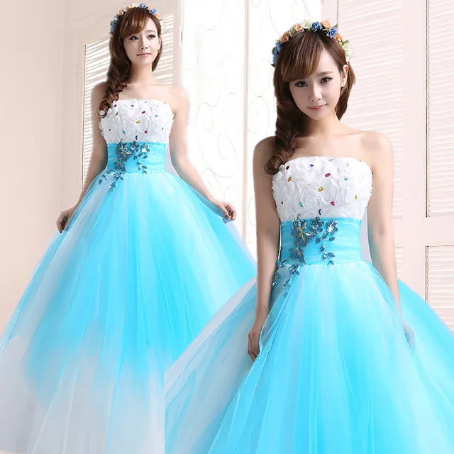 real photo vestido de debutante para 15 anos 2017 light blue ...