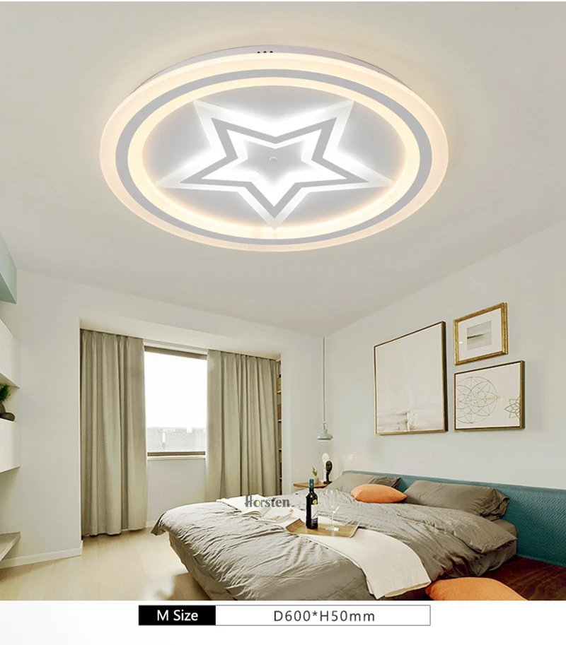 Modern Acrylic LED Ceiling Lights For Living Room Bedroom 50cm 60cm 80cm Simple Star Design Ceiling Lamp With Remote Control 220V (4)