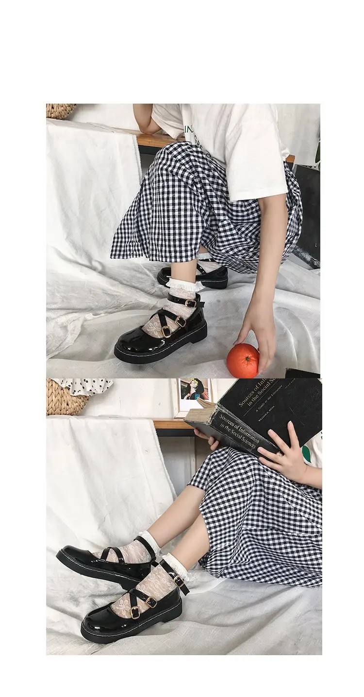 Женские туфли-лодочки на низком каблуке с бантиком для девочек туфли для косплея на низком квадратном каблуке с ремешком и пряжкой из искусственной кожи туфли горничной и принцессы в стиле Лолиты с бантом