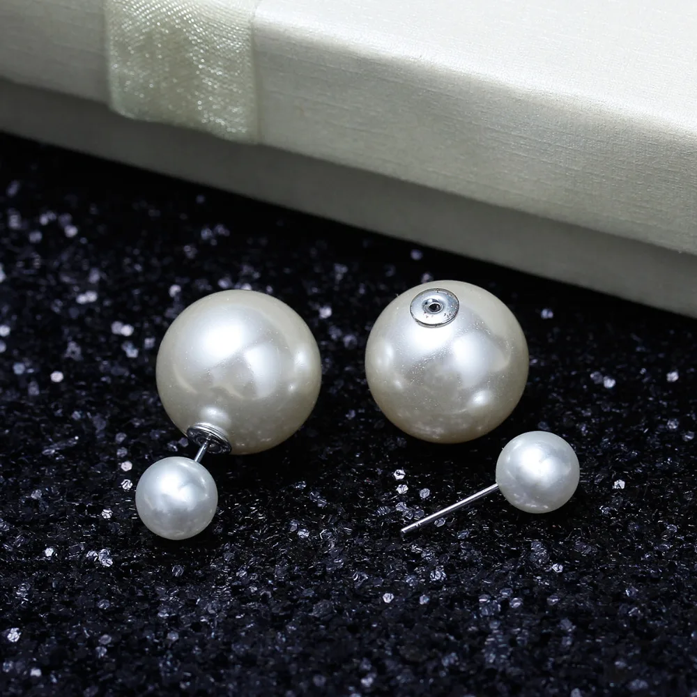 DoreenBeads Wholesale Big Pearl Earrings Ear Studs Round Ivory Acrylic