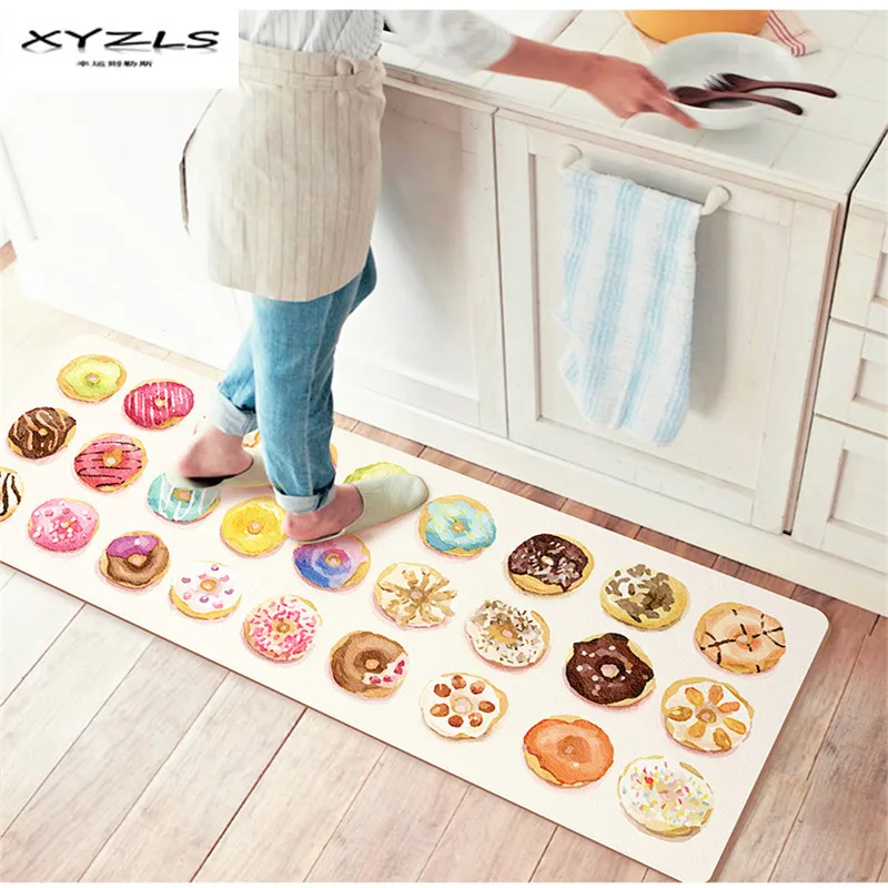 XYZLS Cute Colorful Food Printed Floor Mats PU Kitchen Carpets House Doormats for Living Room