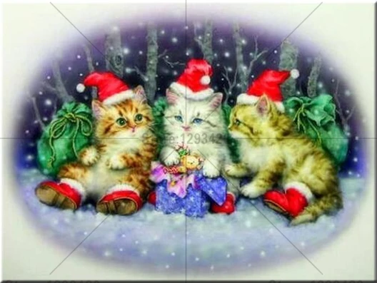 

Diamond Embroidery DIY Diamond Painting Cross Stitch Kit Lovely Christmas cartoon cat 5D Needlework Diamond Mosaic Home Decor