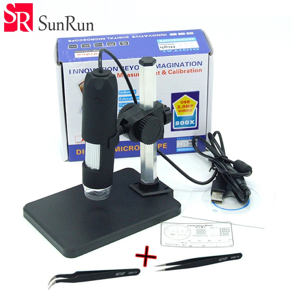 

New 1-50x and 800x USB Digital Microscope + holder(new) 8-LED Endoscope with Measurement Software + 2PCS Tweezers