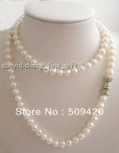 

Free Shipping8-9MM White FW Pearl 34" Charming necklace