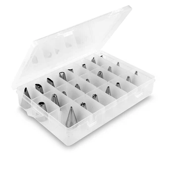 

24 Pieces /set Stainless Steel Pastry Tubes Piping Storage Box Baking Tools Cakes Nozzles Decoration Kitchen Accessories