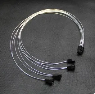 

6Pin to Mini 4Pin/3Pin Cooling Fan Power Supply Extension Cable 1 to 4 Splitter Silver Wire 50cm for Corsair AX750 AX850