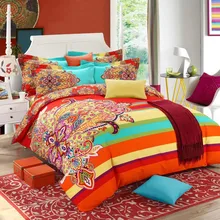 Brushed Cotton bohemian bedding sets 4pcs queen king duvet cover set bedlinen bedclothes beautiful bedding #2
